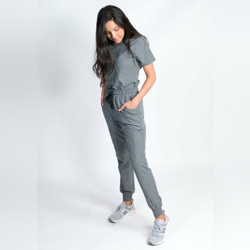 MedGear small heather grey Fleur scrub set
